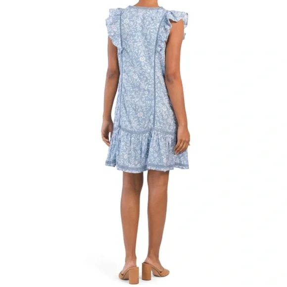 NWT Lucky Brand Lace Trim Ruffle Shoulder Flounce Floral
Mini Dress Size Large - Picture 3 of 13